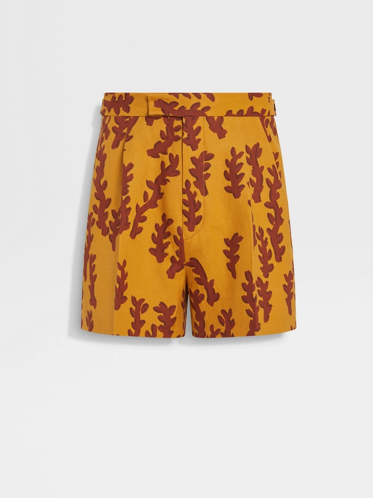 Shorts Oasi Lino color ocra e rosso mattone