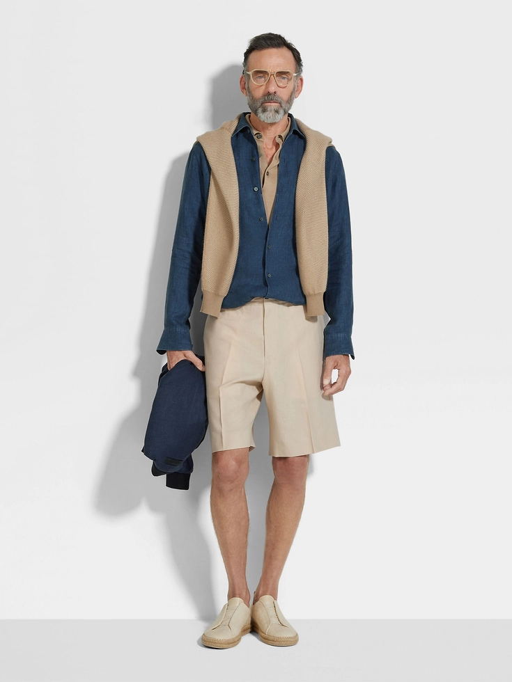 Shorts Oasi Lino color tortora chiaro Shorts Oasi Lino color tortora chiaro