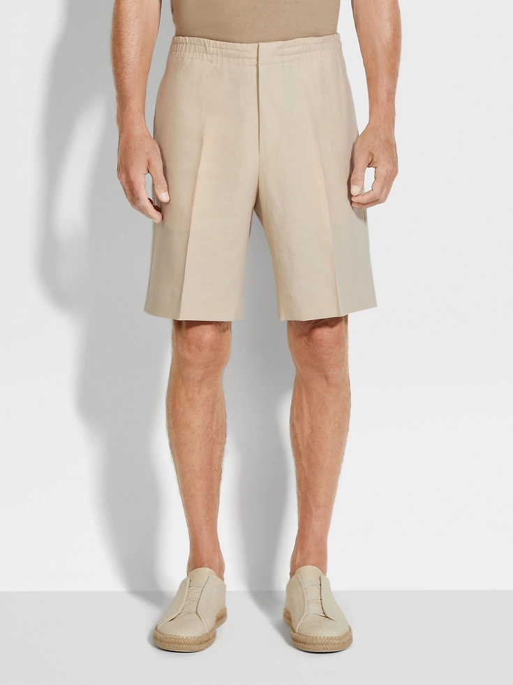 Shorts Oasi Lino color tortora chiaro Shorts Oasi Lino color tortora chiaro