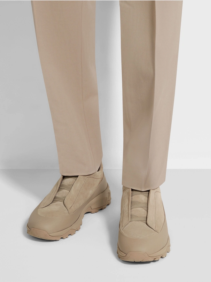 Sneakers Triple Stitch™ Monte in pelle e camoscio color talpa chiaro