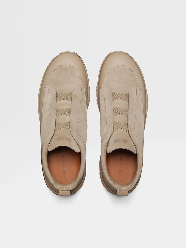 Sneakers Triple Stitch™ Monte in pelle e camoscio color talpa chiaro Sneakers Triple Stitch™ Monte in pelle e camoscio color talpa chiaro