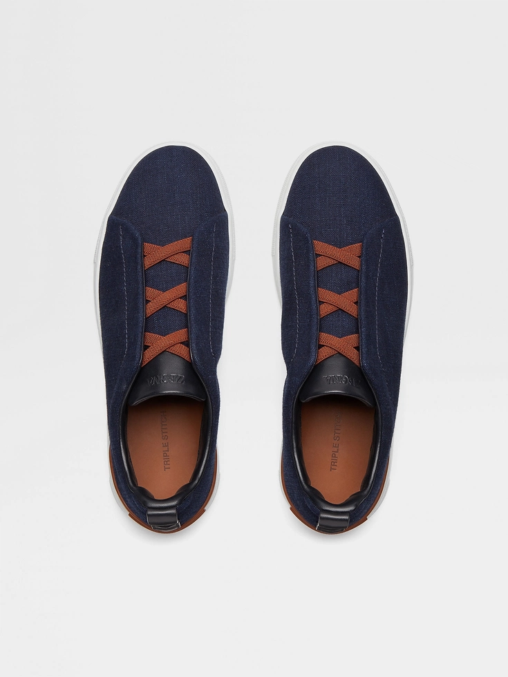 Sneakers Triple Stitch™ in denim di cotone blu navy Sneakers Triple Stitch™ in denim di cotone blu navy