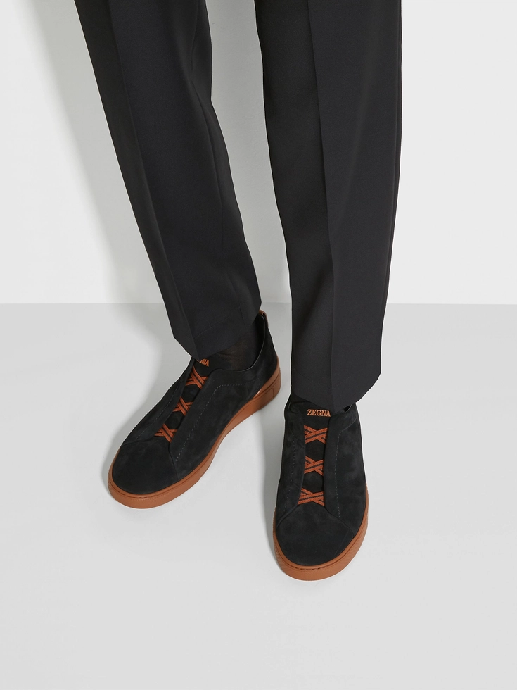 Sneakers Triple Stitch™ in pelle scamosciata nera