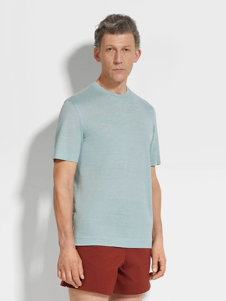 T-shirt Oasi Lino azzurra T-shirt Oasi Lino azzurra