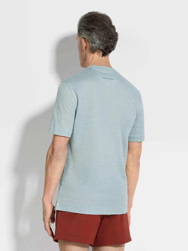 T-shirt Oasi Lino azzurra T-shirt Oasi Lino azzurra