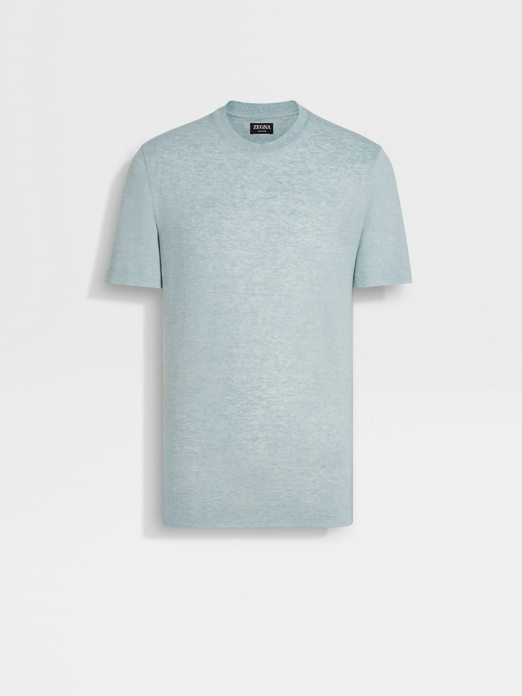 T-shirt Oasi Lino azzurra
