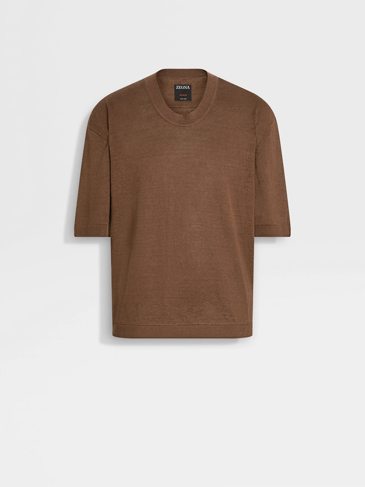 T-shirt Oasi Lino color tortora scuro T-shirt Oasi Lino color tortora scuro