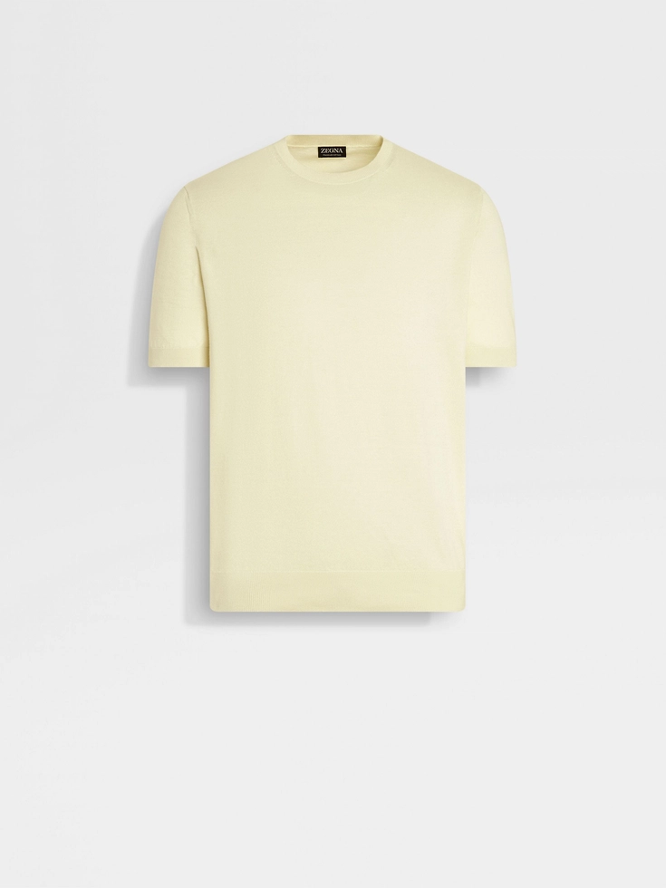T-shirt in cotone premium giallo chiaro T-shirt in cotone premium giallo chiaro